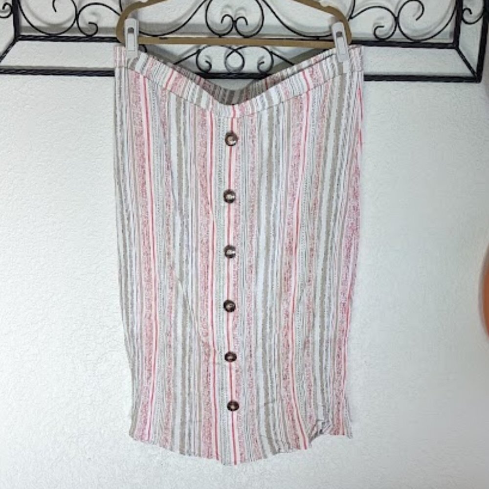 Apt. 9 Striped Button-Front Pencil Skirt | Size XXL